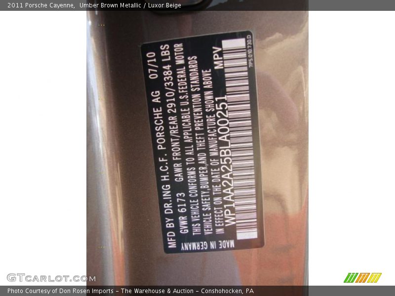 Umber Brown Metallic / Luxor Beige 2011 Porsche Cayenne
