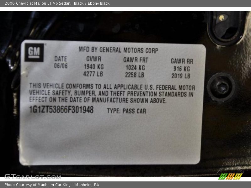 Black / Ebony Black 2006 Chevrolet Malibu LT V6 Sedan