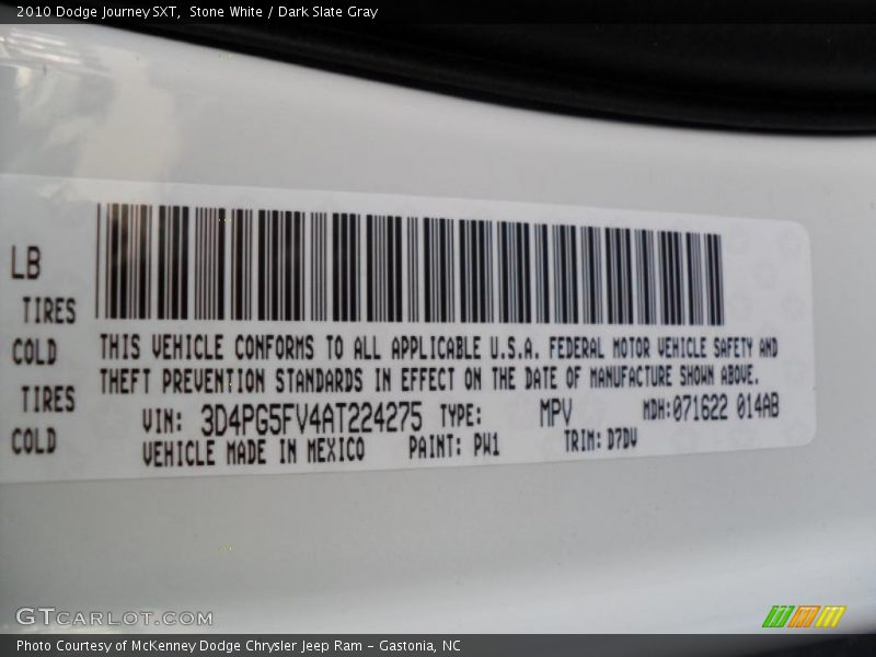 Stone White / Dark Slate Gray 2010 Dodge Journey SXT