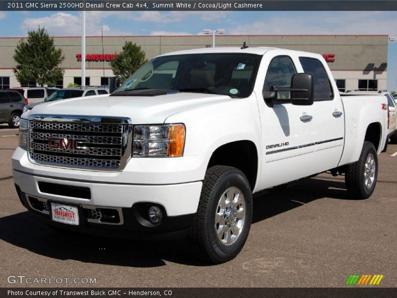 Summit White / Cocoa/Light Cashmere 2011 GMC Sierra 2500HD Denali Crew Cab 4x4