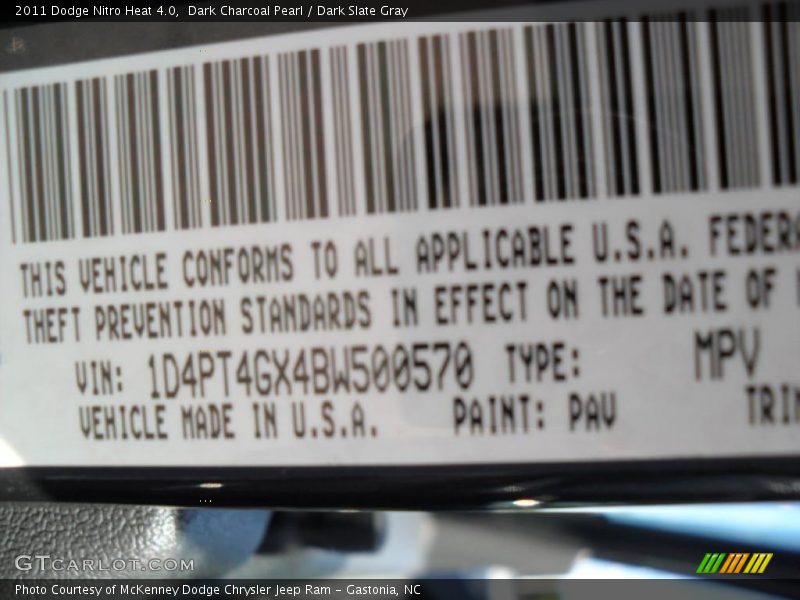 Dark Charcoal Pearl / Dark Slate Gray 2011 Dodge Nitro Heat 4.0