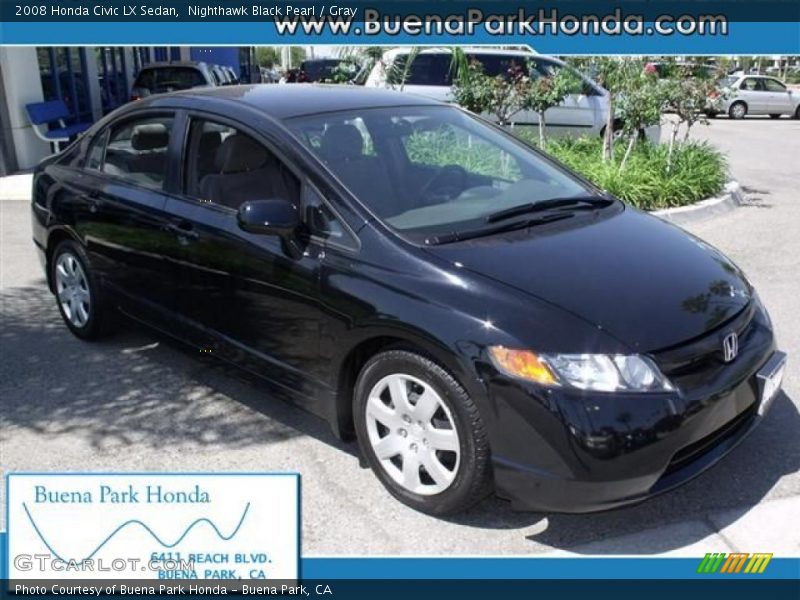 Nighthawk Black Pearl / Gray 2008 Honda Civic LX Sedan