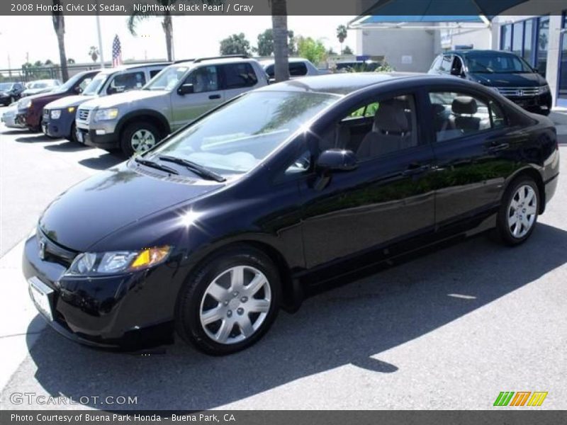 Nighthawk Black Pearl / Gray 2008 Honda Civic LX Sedan