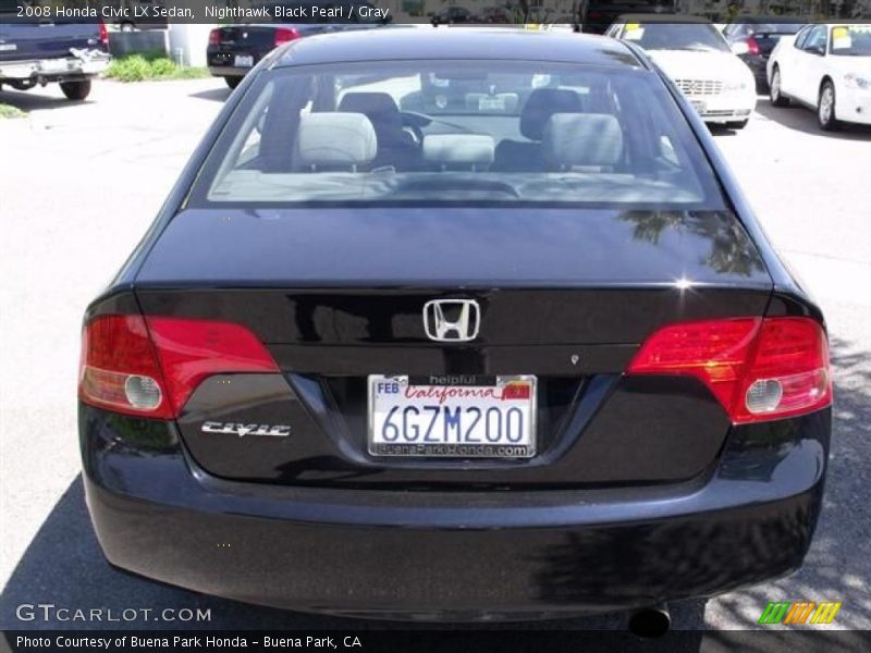 Nighthawk Black Pearl / Gray 2008 Honda Civic LX Sedan