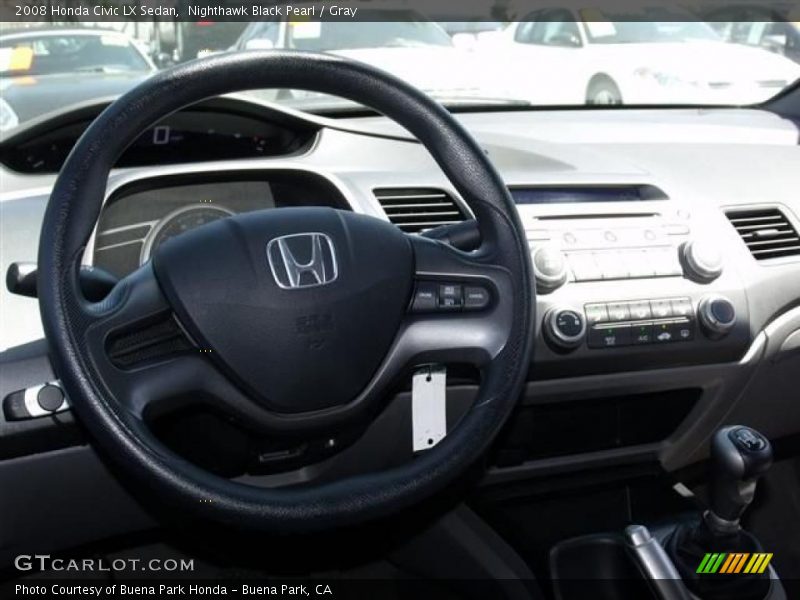Nighthawk Black Pearl / Gray 2008 Honda Civic LX Sedan