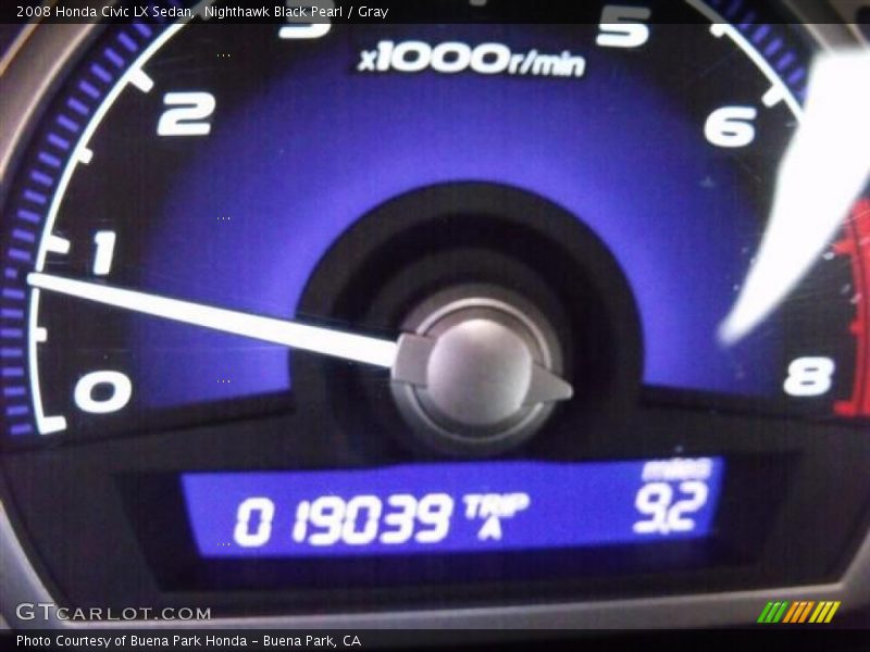 Nighthawk Black Pearl / Gray 2008 Honda Civic LX Sedan
