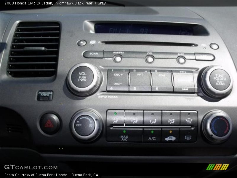 Nighthawk Black Pearl / Gray 2008 Honda Civic LX Sedan