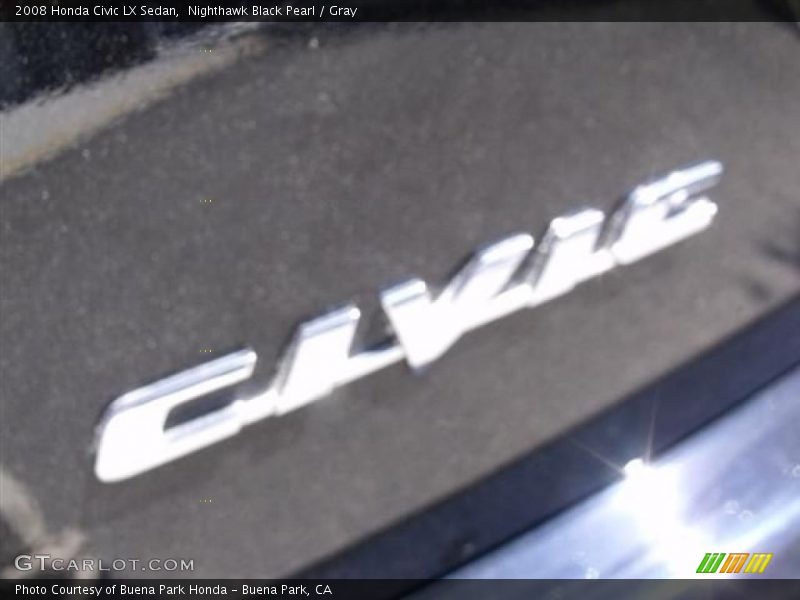Nighthawk Black Pearl / Gray 2008 Honda Civic LX Sedan