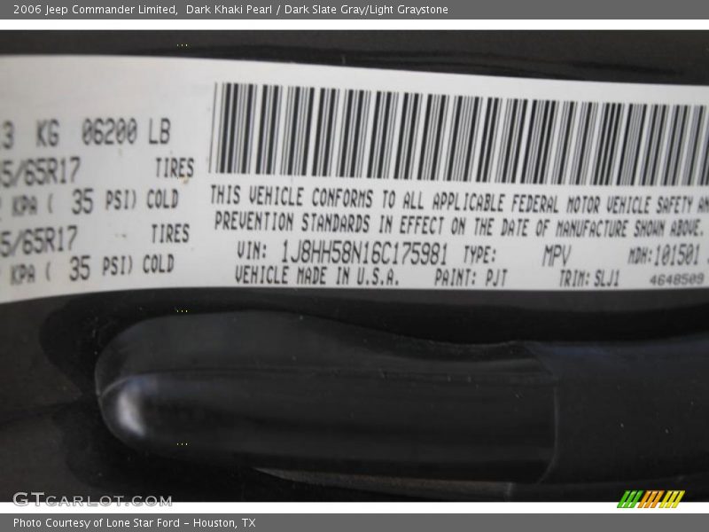 Dark Khaki Pearl / Dark Slate Gray/Light Graystone 2006 Jeep Commander Limited