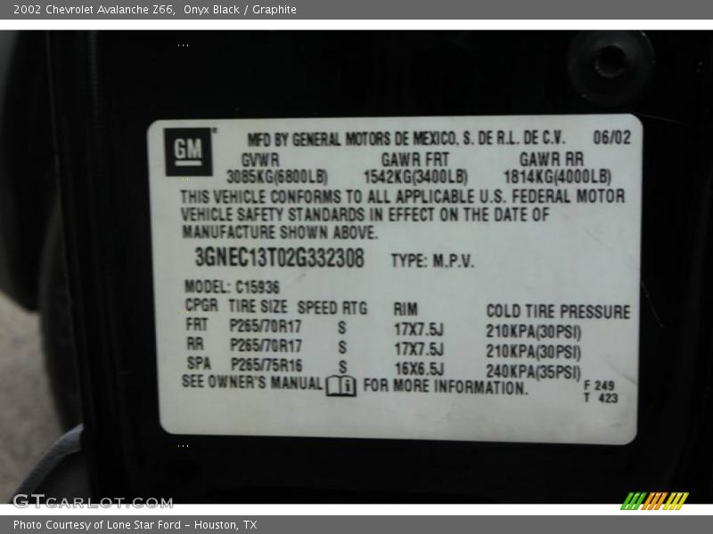 Onyx Black / Graphite 2002 Chevrolet Avalanche Z66