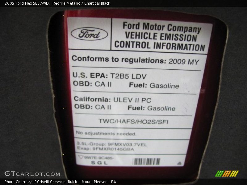 Redfire Metallic / Charcoal Black 2009 Ford Flex SEL AWD