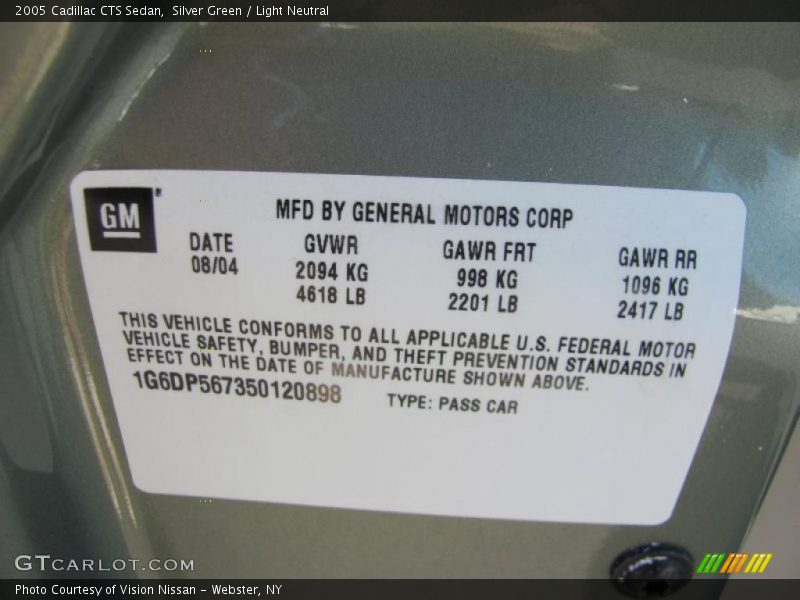 Silver Green / Light Neutral 2005 Cadillac CTS Sedan