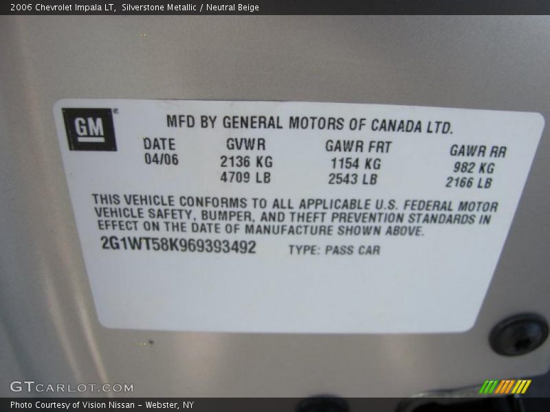 Silverstone Metallic / Neutral Beige 2006 Chevrolet Impala LT