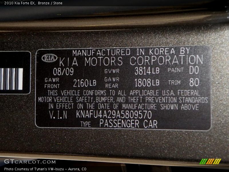 Bronze / Stone 2010 Kia Forte EX