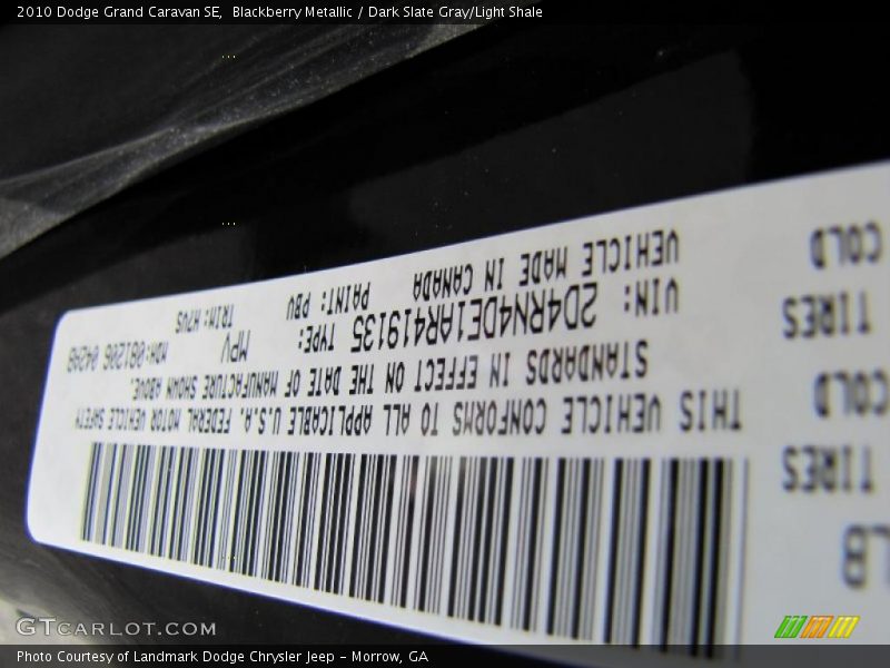 Blackberry Metallic / Dark Slate Gray/Light Shale 2010 Dodge Grand Caravan SE