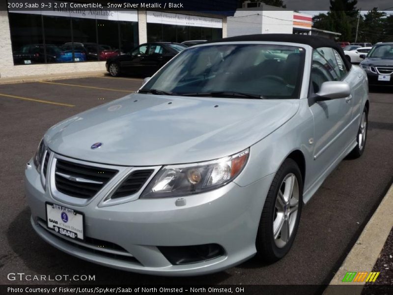 Snow Silver Metallic / Black 2009 Saab 9-3 2.0T Convertible