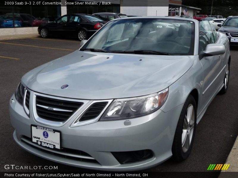 Snow Silver Metallic / Black 2009 Saab 9-3 2.0T Convertible