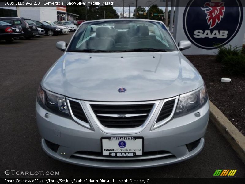 Snow Silver Metallic / Black 2009 Saab 9-3 2.0T Convertible