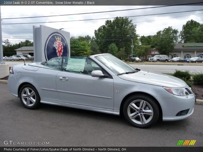 Snow Silver Metallic / Black 2009 Saab 9-3 2.0T Convertible