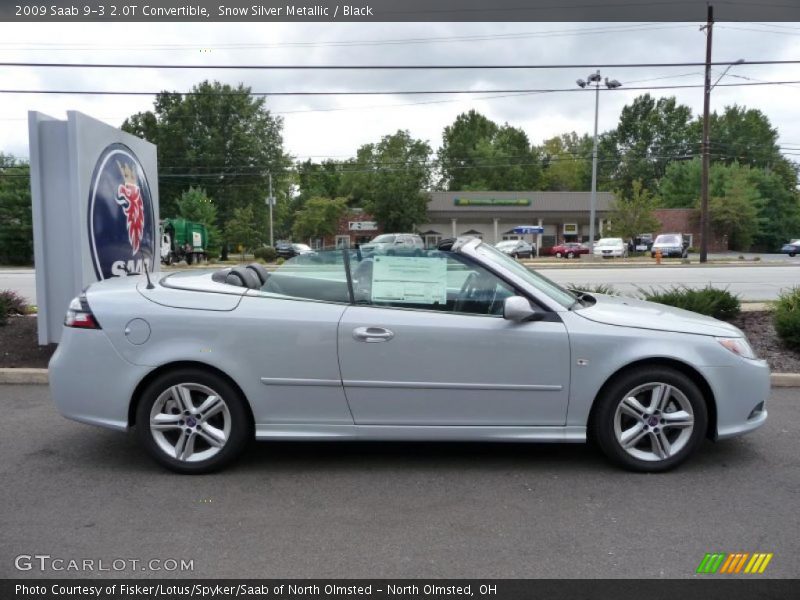 Snow Silver Metallic / Black 2009 Saab 9-3 2.0T Convertible