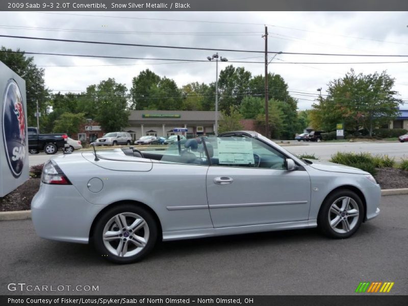 Snow Silver Metallic / Black 2009 Saab 9-3 2.0T Convertible