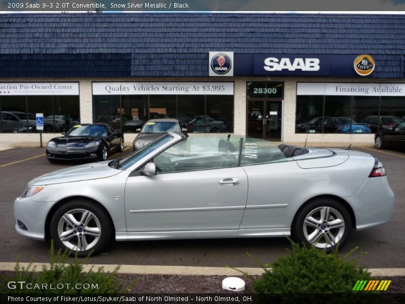 Snow Silver Metallic / Black 2009 Saab 9-3 2.0T Convertible