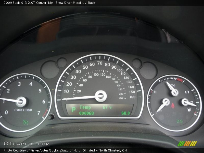 Snow Silver Metallic / Black 2009 Saab 9-3 2.0T Convertible