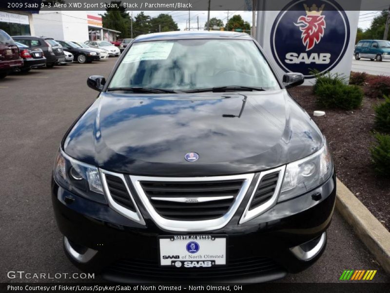 Black / Parchment/Black 2009 Saab 9-3 Aero XWD Sport Sedan