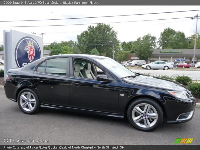 Black / Parchment/Black 2009 Saab 9-3 Aero XWD Sport Sedan