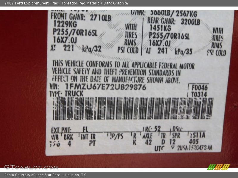 Toreador Red Metallic / Dark Graphite 2002 Ford Explorer Sport Trac