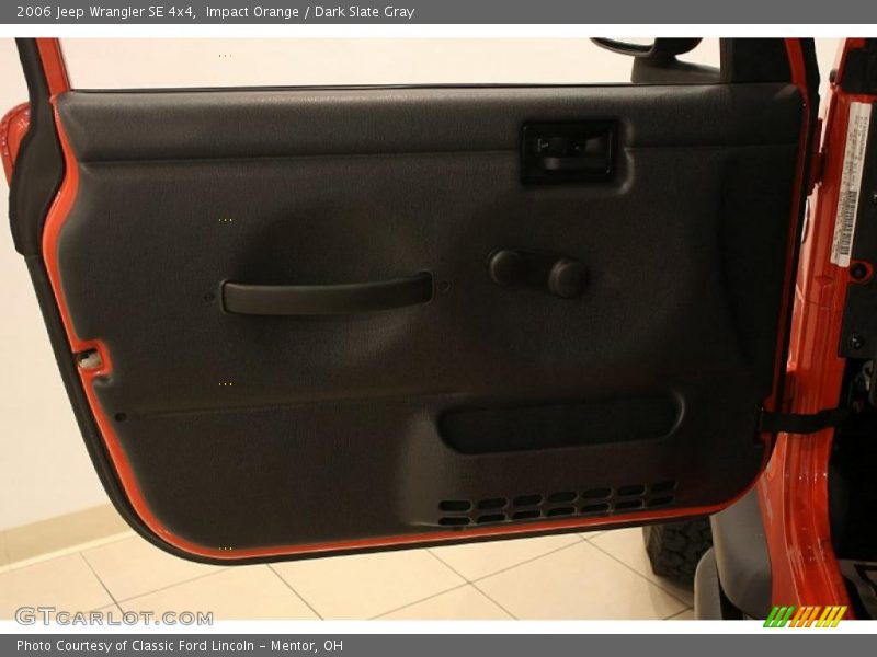 Impact Orange / Dark Slate Gray 2006 Jeep Wrangler SE 4x4
