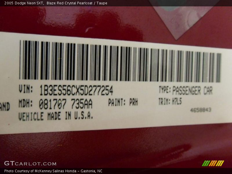 Blaze Red Crystal Pearlcoat / Taupe 2005 Dodge Neon SXT