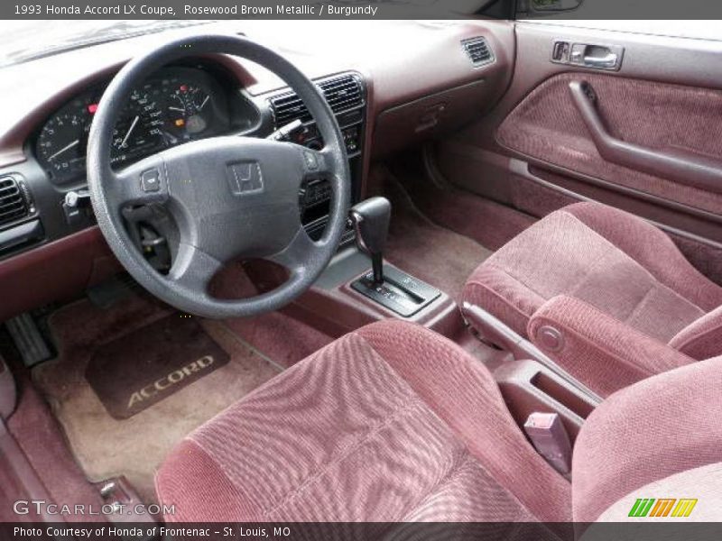 Rosewood Brown Metallic / Burgundy 1993 Honda Accord LX Coupe