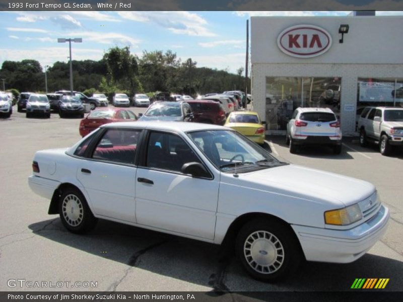 White / Red 1993 Ford Tempo GL Sedan