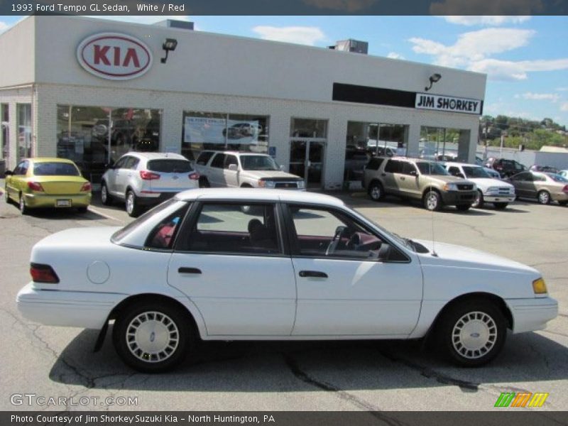 White / Red 1993 Ford Tempo GL Sedan