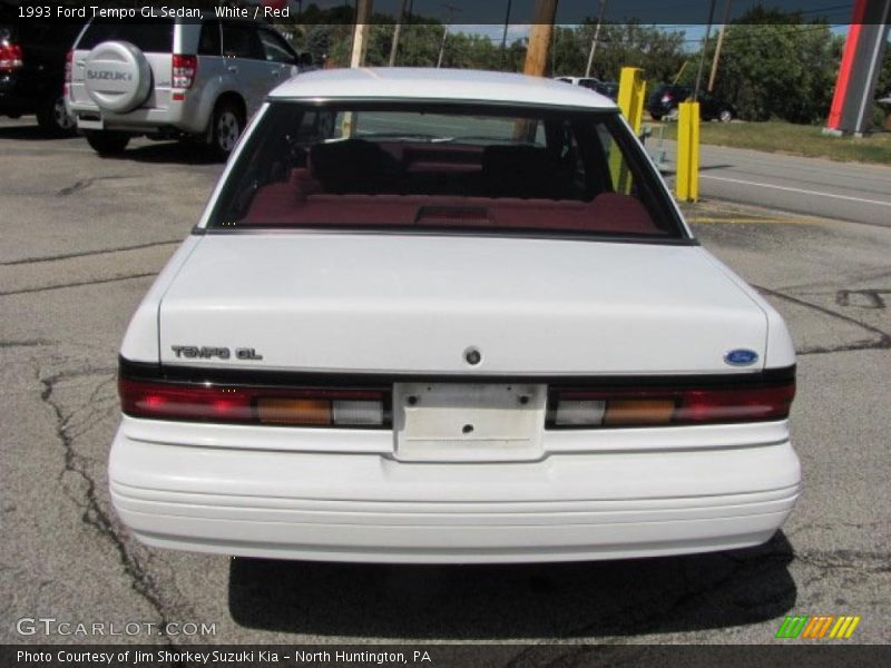 White / Red 1993 Ford Tempo GL Sedan