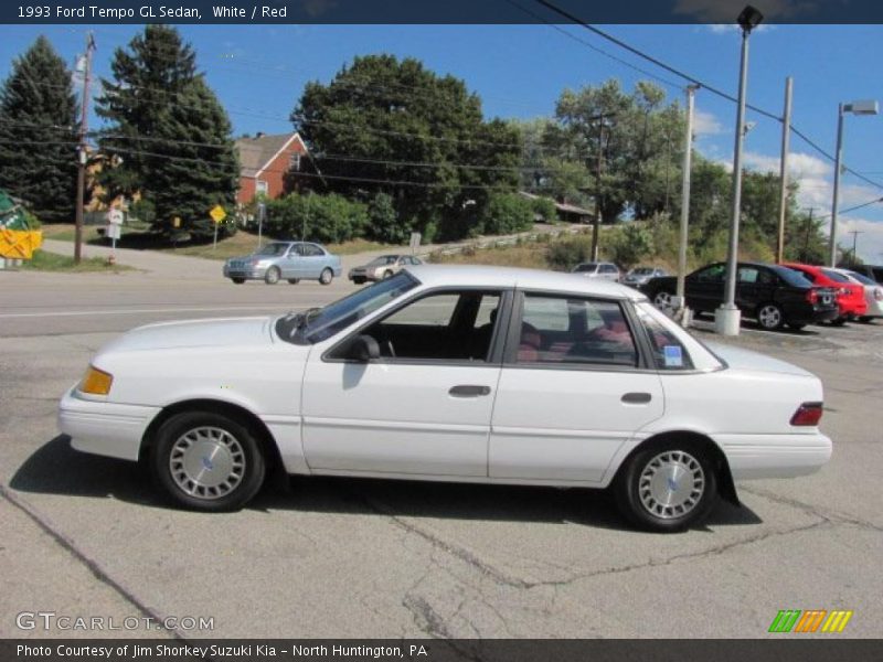 White / Red 1993 Ford Tempo GL Sedan