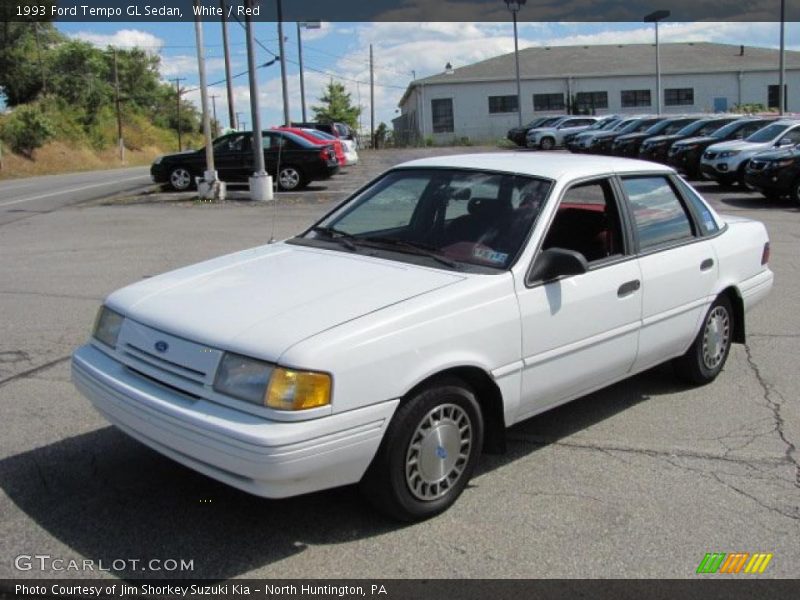 White / Red 1993 Ford Tempo GL Sedan