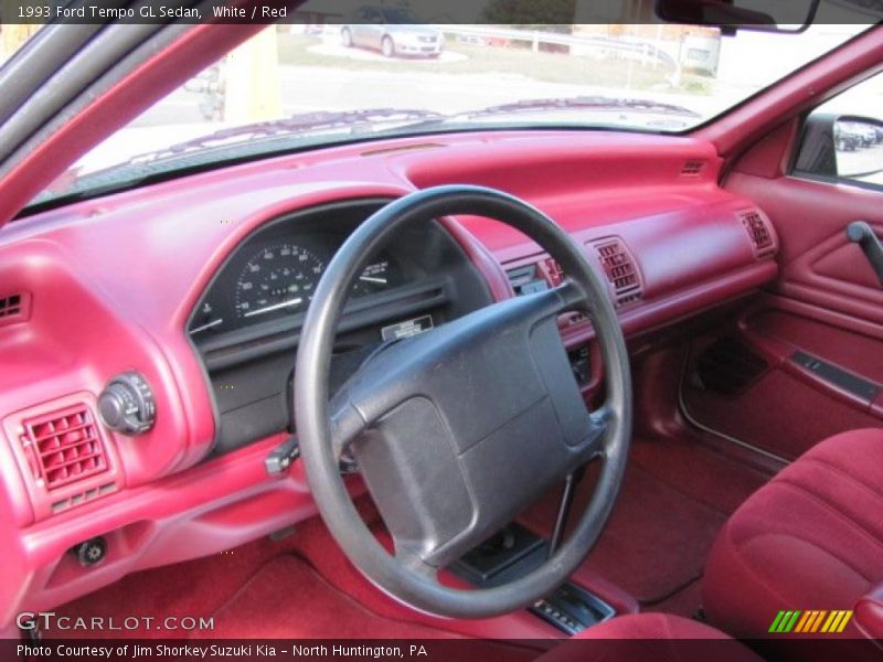 White / Red 1993 Ford Tempo GL Sedan