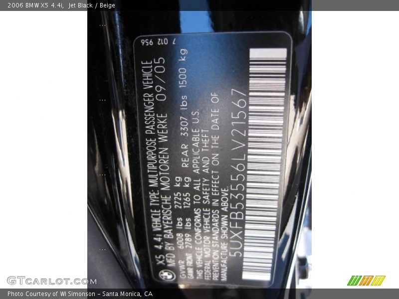 Jet Black / Beige 2006 BMW X5 4.4i