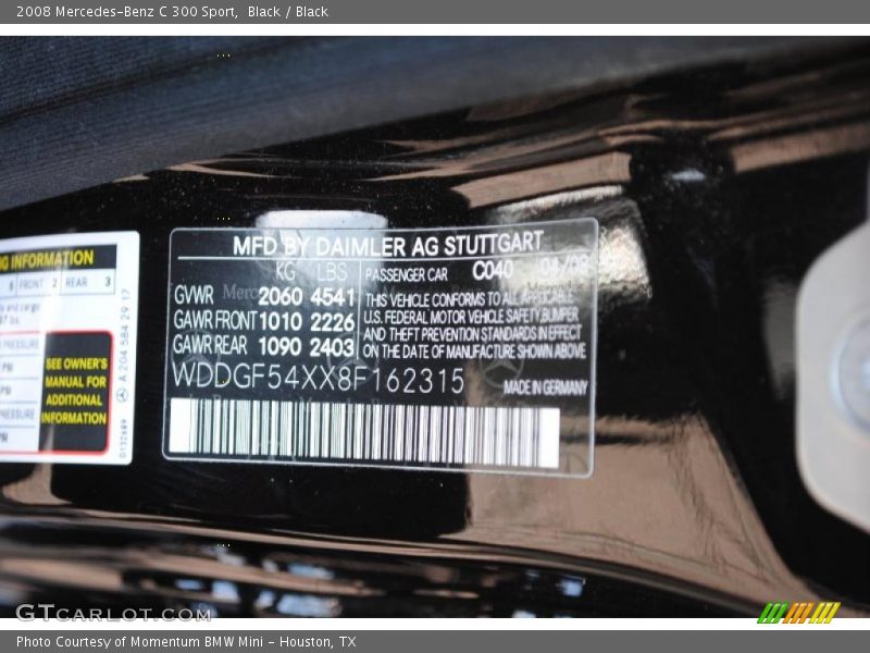 Black / Black 2008 Mercedes-Benz C 300 Sport