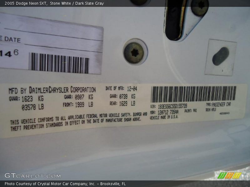 Stone White / Dark Slate Gray 2005 Dodge Neon SXT