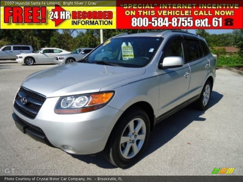 Bright Silver / Gray 2007 Hyundai Santa Fe Limited