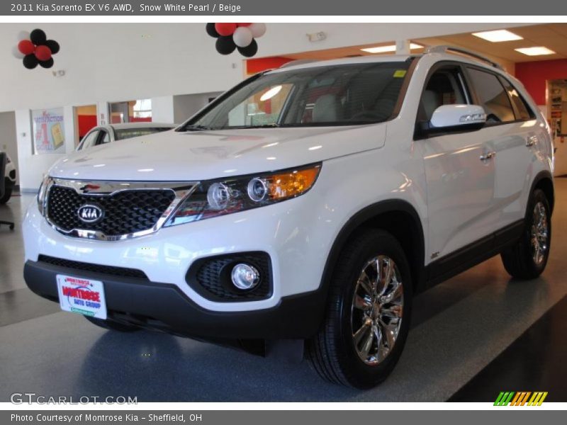 Snow White Pearl / Beige 2011 Kia Sorento EX V6 AWD