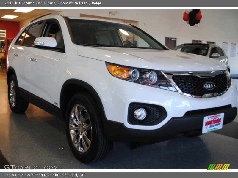 Snow White Pearl / Beige 2011 Kia Sorento EX V6 AWD