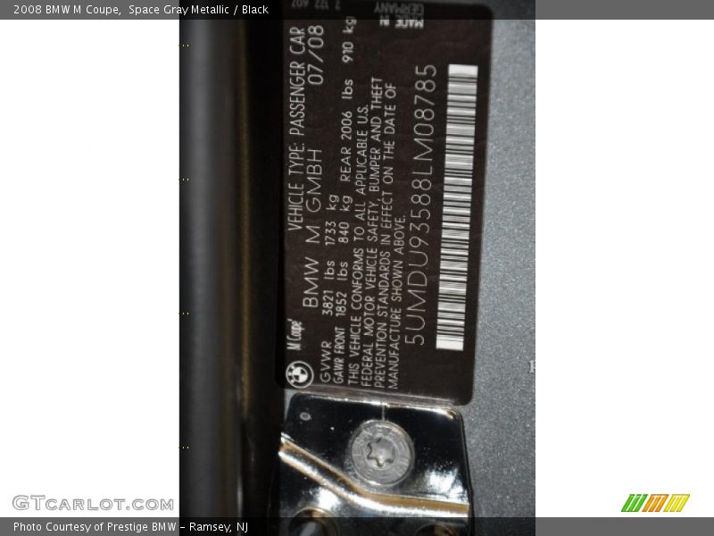 Space Gray Metallic / Black 2008 BMW M Coupe
