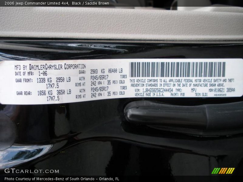 Black / Saddle Brown 2006 Jeep Commander Limited 4x4