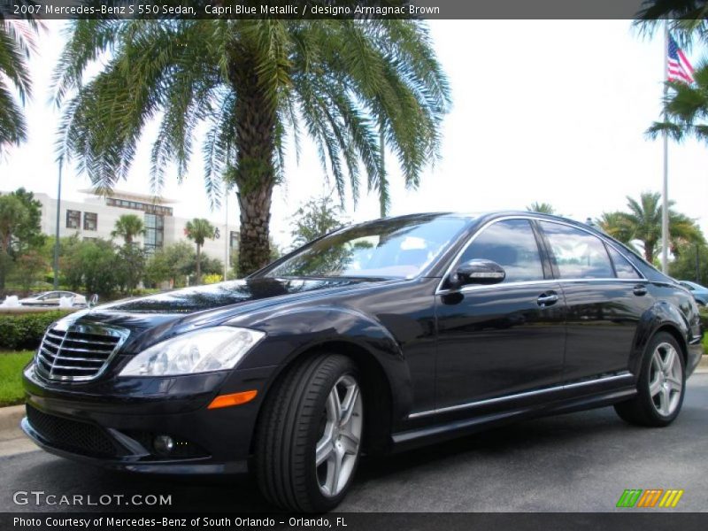 Capri Blue Metallic / designo Armagnac Brown 2007 Mercedes-Benz S 550 Sedan