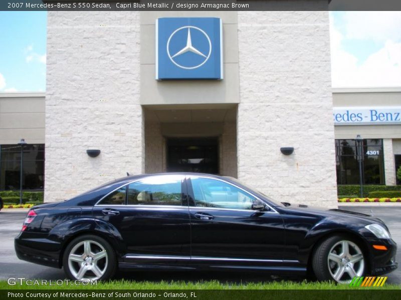 Capri Blue Metallic / designo Armagnac Brown 2007 Mercedes-Benz S 550 Sedan