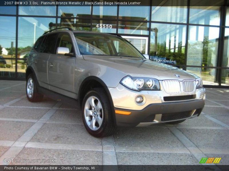 Platinum Bronze Metallic / Black/Sand Beige Nevada Leather 2007 BMW X3 3.0si